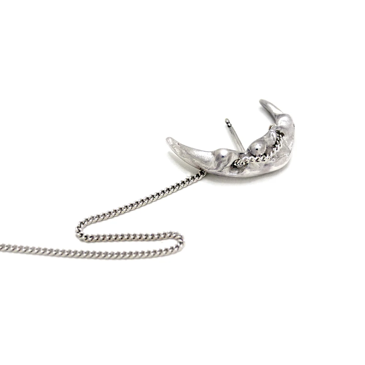 Spino chain silver earring